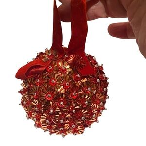 Vintage Red and Gold Push Pin Decorative Ornament